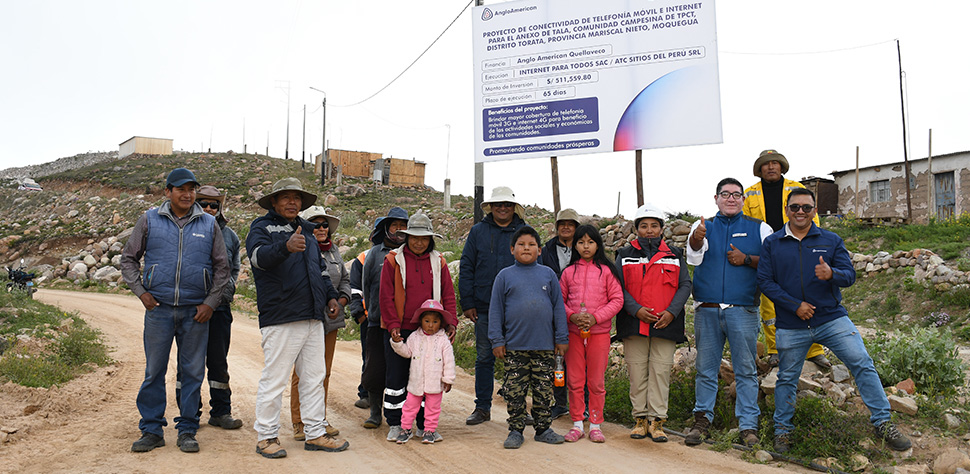 Comunidades conectadas: telefonía e internet para nueve comunidades vecinas de la mina Quellaveco