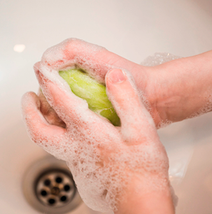 Washing hand with soap
