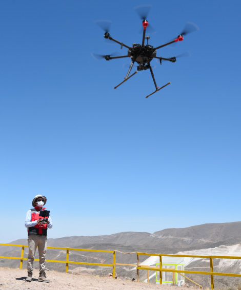 A person flying drone